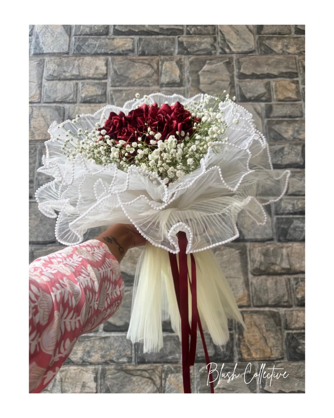 Red and white fresh bouquet